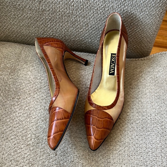 Escada Shoes - 🆕ESCADA Mesh & Leather Heels
